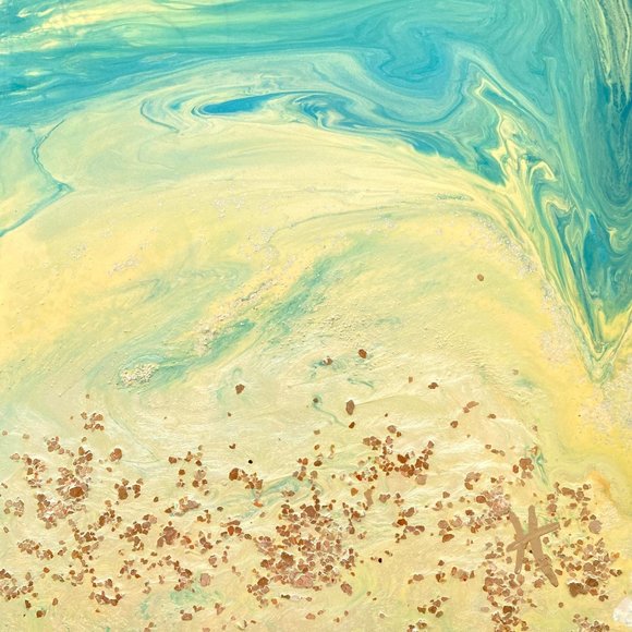 Ocean Breeze - Original Wall Art Mixed Media Painting 11"x14" Matted Decor - Picture 1 of 7